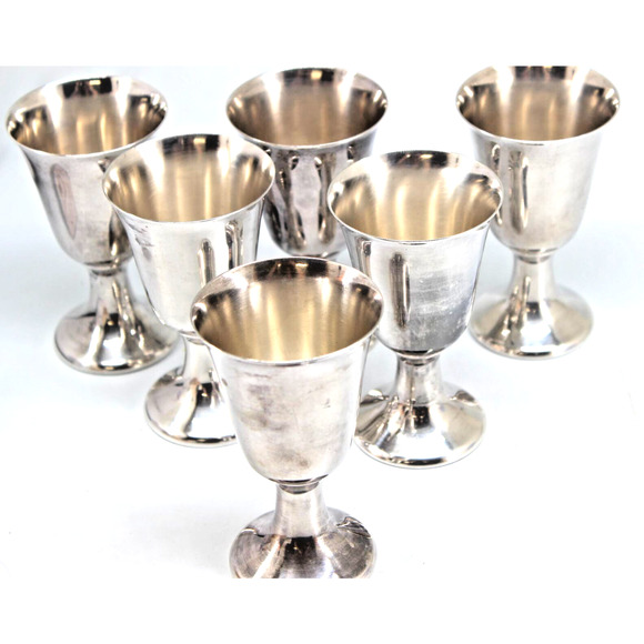 Vintage Silver Plated Cordial Dessert Goblet Cups • Footed • Set of six • 4" - Picture 1 of 5